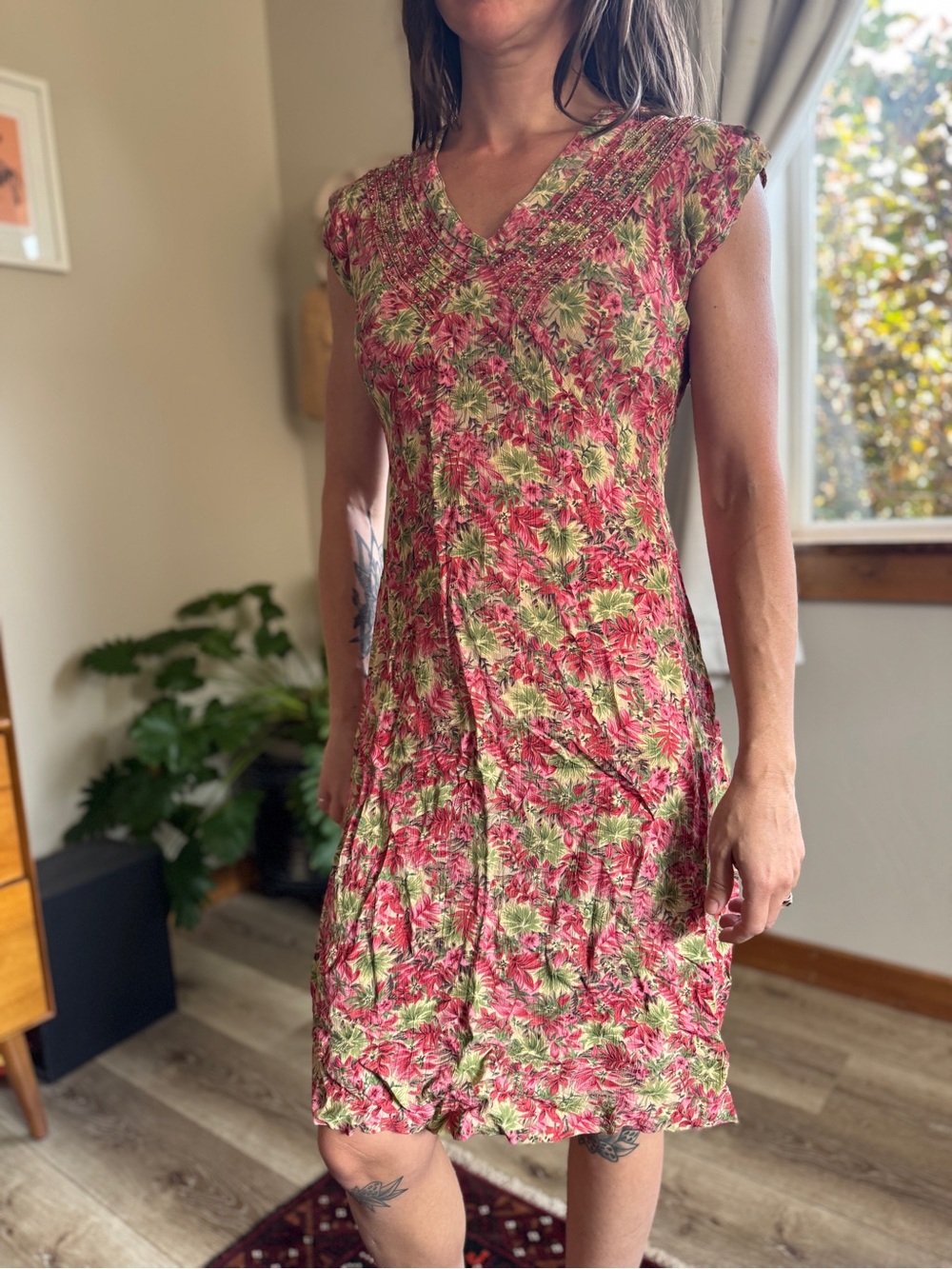 Floral Beaded Boho Dress 90’s/y2k